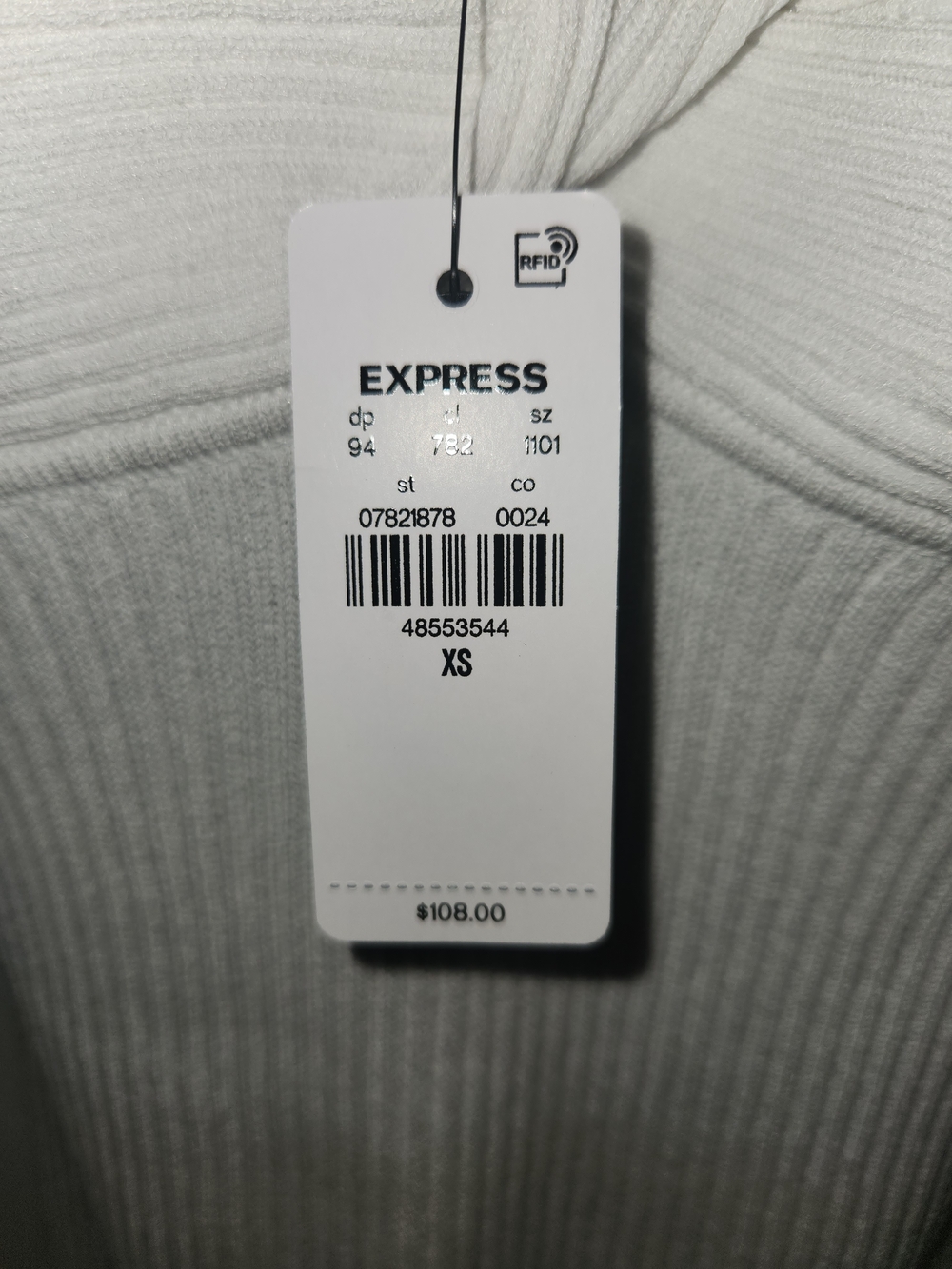 Express White Ribbed Knot-Front Dress - Picture 3 of 4